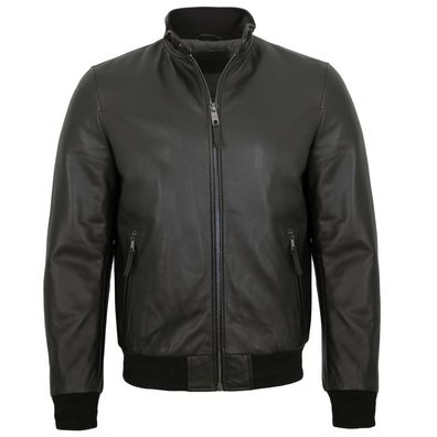Milestone - Herren Echtleder Lederjacke Blouson Lammnappa schwarz