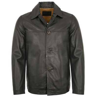 Milestone - Herren Echtleder Lederjacke Lammnappa schwarz