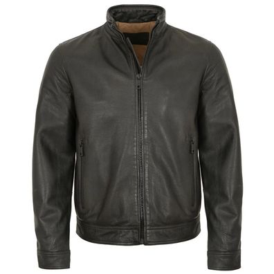 Milestone - Herren Echtleder Lederjacke Lammnappa schwarz