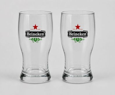 Heineken Biergläser 0,5L 2er Set Original Biergläser mit Eichung Rastal