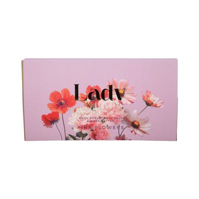 LADY PEONY Set für Damen Badesalz + Körperpeeling + Pink Blooms Körperbutter 3x200 ml