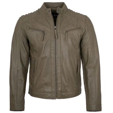 Jilani Collection - Herren Lederjacke Lammnappa dark sand