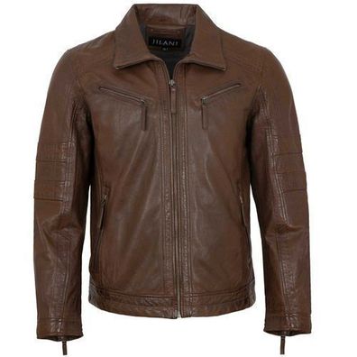 Jilani - Herren Lederjacke Lammnappa dark cognac