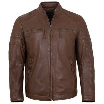 Jilani - Herren Lederjacke Lammnappa dark cognac