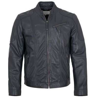 Herren Lederjacke Lammnappa blaugrau