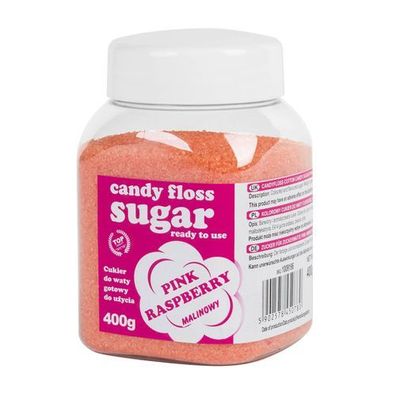Farbiger Zucker für Zuckerwatte, rosa, Himbeergeschmack, 400 g