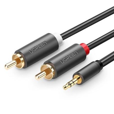 Audiokabel 3,5-mm-Miniklinke (Stecker) - 2 Cinch (Stecker), 5 m - grau