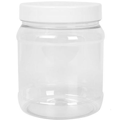 Rundes Glas mit Deckel, Gewinde 100/400, transparent, 1000 ml
