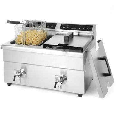 Doppel-Induktionsfritteuse mit Wasserhahn Kitchen LINE 2x 8 L Hendi 215029