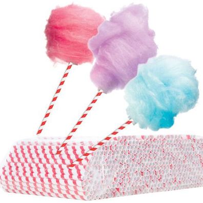 Zuckerwattestäbchen aus Papier 6/270 mm - weiß und rot 500 Stück