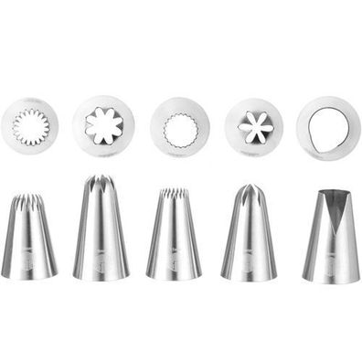 Spritztüllen für Kuchen und Gebäck Blumen und Blüten, 5er-Set – HENDI 551202