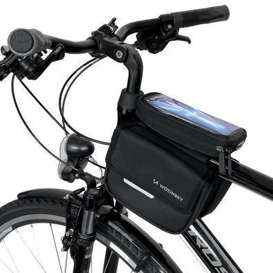 Fahrradrahmentasche, Fahrradtasche, wasserdichte Handyhülle, 1,5 l, schwarz