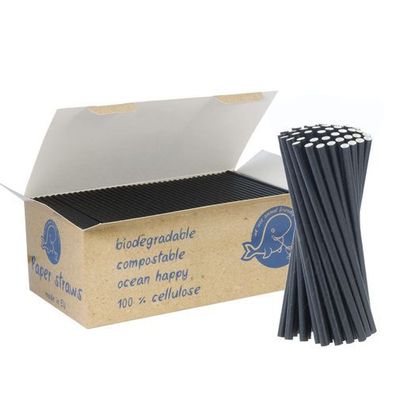 Bio-Papierstrohhalme Papierstrohhalme 6/150mm - schwarz 650 Stück