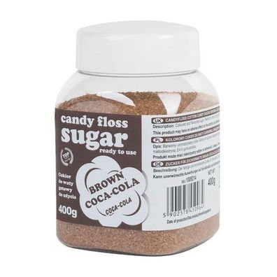 Gefärbter Zuckerwattezucker, braun, Coca-Cola-Geschmack, 400 g