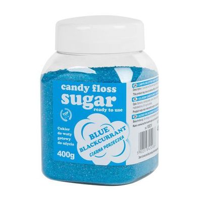 Farbiger Zucker für Zuckerwatte, blau, Geschmack: Schwarze Johannisbeere, 400 g