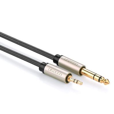 TRS-Audio-Adapterkabel, Mini-Klinke 3,5 mm auf Klinke 6,35 mm, 2 m, grau
