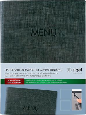 SIGEL SM207 Speisekartenmappe A5 mit Gummibindung Anthrazit