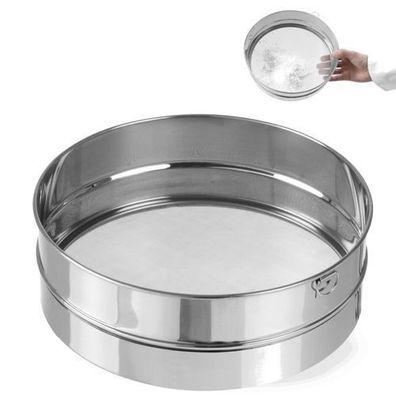 Bäckereisieb feinmaschig für Mehl, Stahl, 247 mm – Hendi 637807