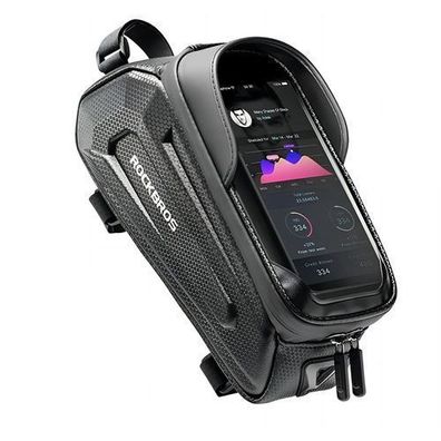 Gepanzerte Fahrradrahmentasche mit Handy- und Navigationsfach, 1,7 l - schwarz