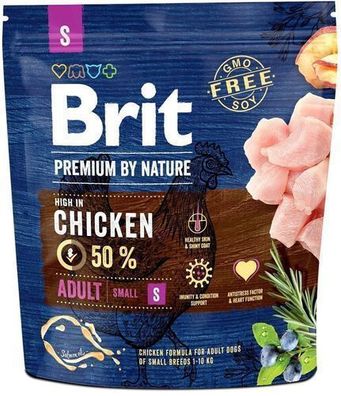 Brit Premium by Nature S Adult 1kg – Hundefutter für kleine Rassen mit Huhn