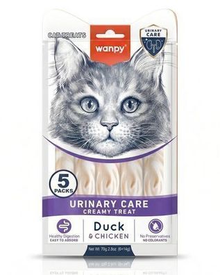 WANPY für Katzen: Functional Creamy Treats Urinary Care Ente & Huhn 70 g