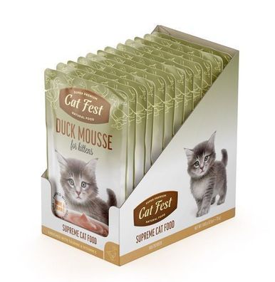 12 * Cat Fest Beutel für Kätzchen „Duck Mousse“ 70 g