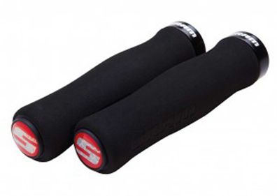 Softgriff Contour m. Schraubens. 129mm sw m. Klemme schwarz+Endstopfen