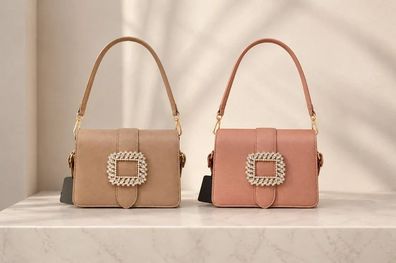 Umhängetasche mit Prunkschnalle Schultertasche Straß Party Hochzeit Fest Yehwang