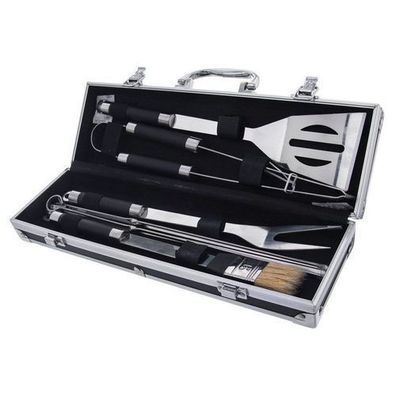 Set aus Stahlgrillbesteck in einem 9-teiligen Koffer