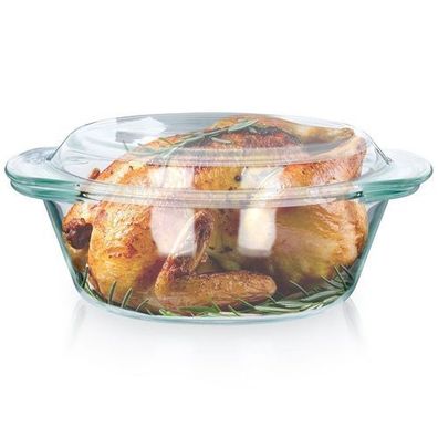 ofenfeste Glasform mit Deckel, 1 l + 270 ml