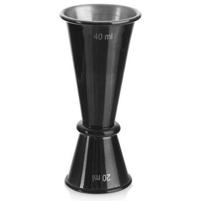 Doppelseitiger Messbecher aus Edelstahl, Schwarz, 20/40 ml