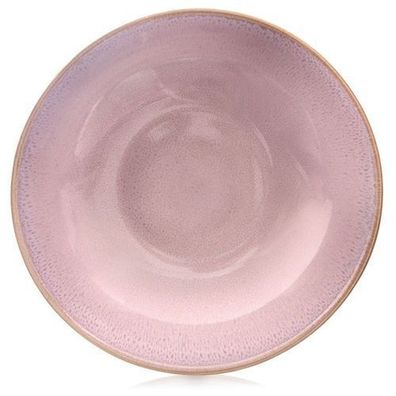 Tiefer Keramik-Speiseteller, rosa Glasur, 21 cm