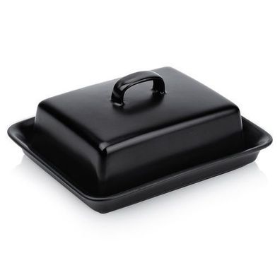 Schwarze Butterdose aus Keramik