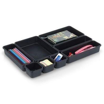 Schubladenorganizer schwarz modular 8-teilig