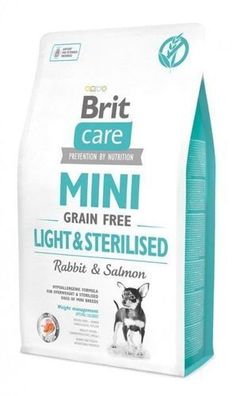 Brit Care Mini Light Sterilised Grain-Free Trockenfutter Kaninchen Lachs Hunde 2kg