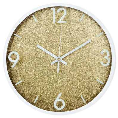Goldene und weiße Wanduhr, 29,5 cm