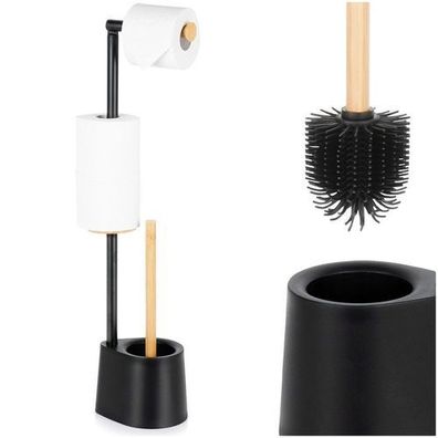 Toilettenpapierhalter mit Bürste, schwarz, 66 cm