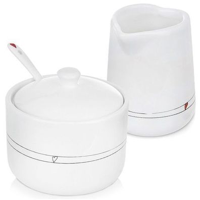 Zuckerdose und Sahnekännchen aus Keramik, HEART 300 ml / 120 ml, 2 Stück