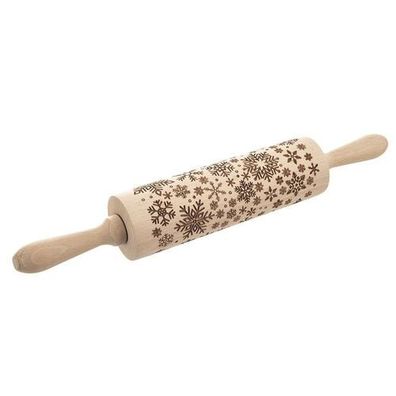 Dekorativer, drehbarer Schneeflocken-Nudelholz aus Holz, 39 cm