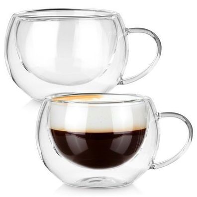Doppelwandige Thermogläser für Kaffee und Tee, 280 ml, 2 Stück