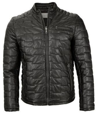 Bugatti - Herren Lederjacke Steppjacke Lammnappa schwarz