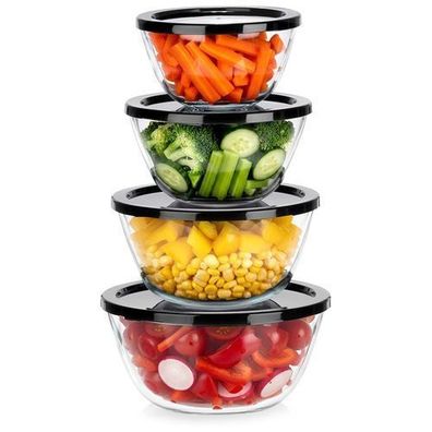 Glasschüssel mit Deckel 750 ml / 1 l / 1,5 l / 2 l 4 Stück