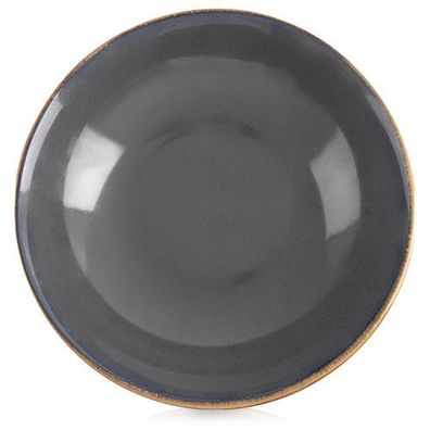 Tiefer Keramik-Speiseteller, graue Glasur, 20,5 cm