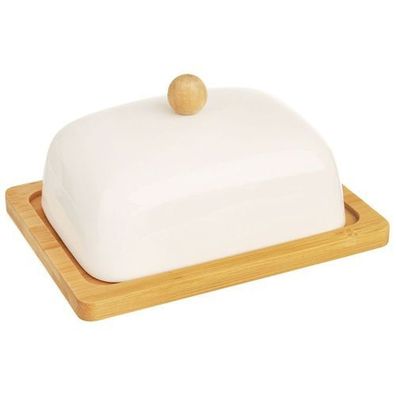 Weiße Butterdose aus Porzellan, Whiteline