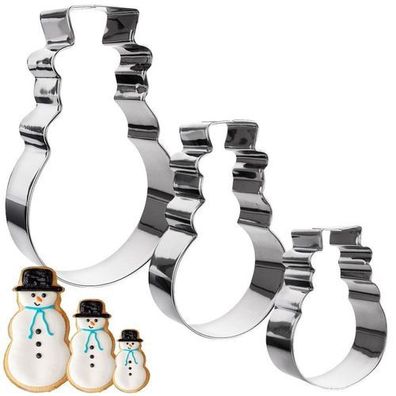Ausstechformen für Schneemann-Kekse aus Stahl, 13 cm, 3 Stück