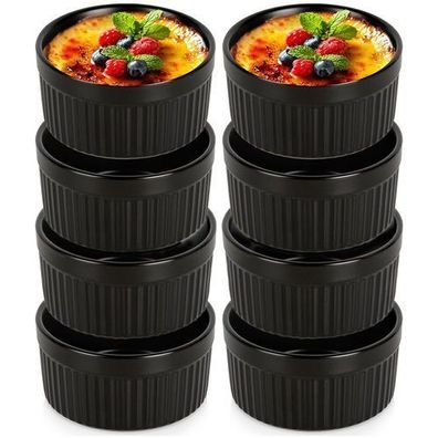 Schwarze Porzellan-Backschüsseln 260 ml 8 Stück