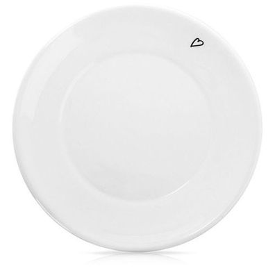 Kleine weiße Keramikuntertasse HERZ 12 cm