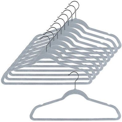 Kleiderbügel aus Samt, grau, drehbar, 45x24,5 cm, 10 Stück