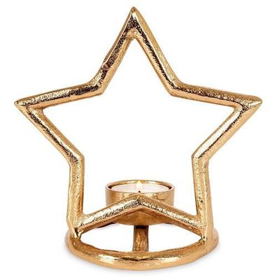 Kerzenständer aus Aluminium, goldener Stern, 15,5 cm