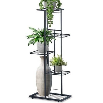 Schwarzer Blumenständer aus Metall, 5-stöckig, 96 cm